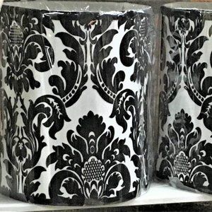 Hand Sewn - Black and White - Damask -  Lamp Shade